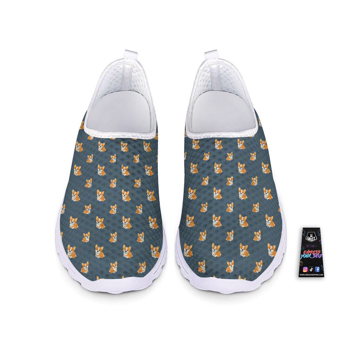 Bunny Corgi Print Pattern Nurse Shoes-grizzshop