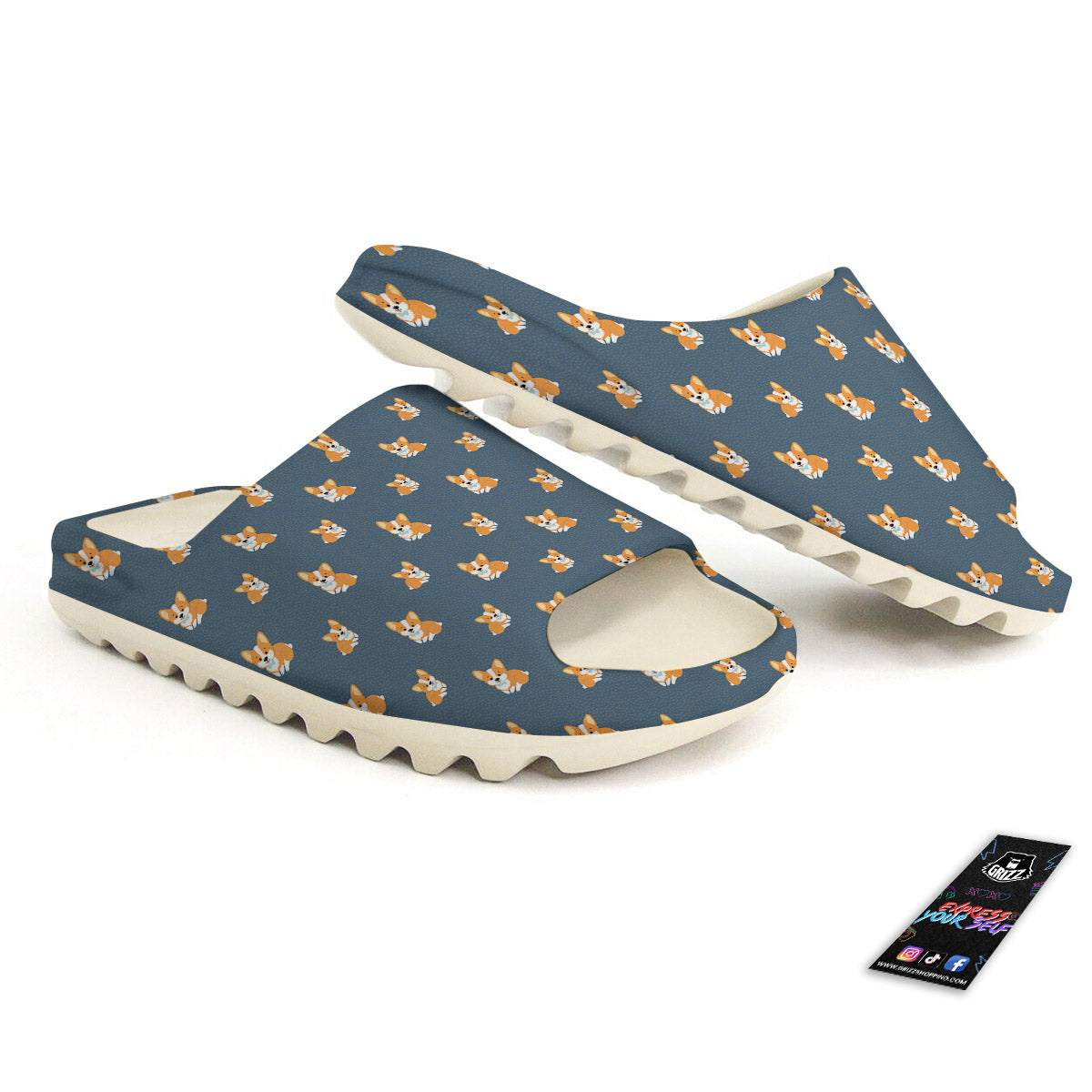 Bunny Corgi Print Pattern Sandals-grizzshop