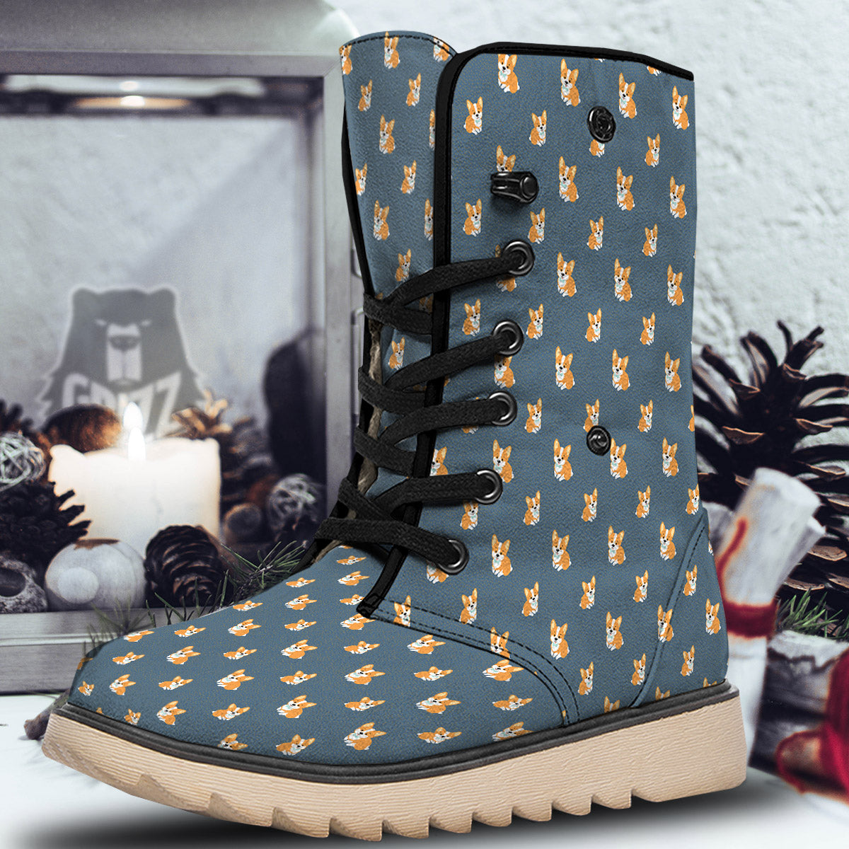 Bunny Corgi Print Pattern Snow Boots-grizzshop