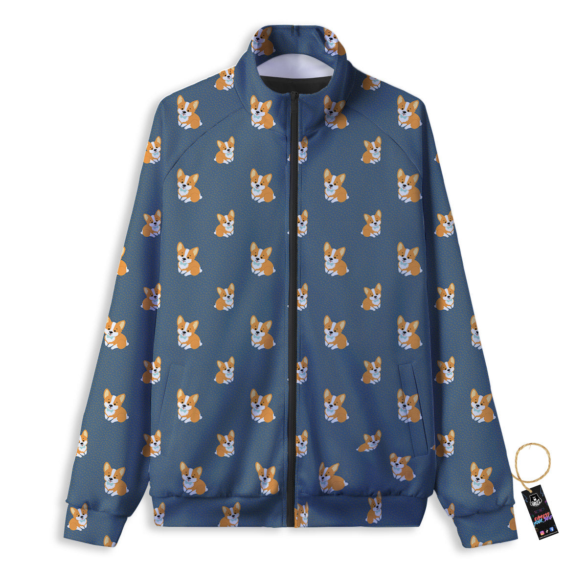 Bunny Corgi Print Pattern Track Jacket-grizzshop