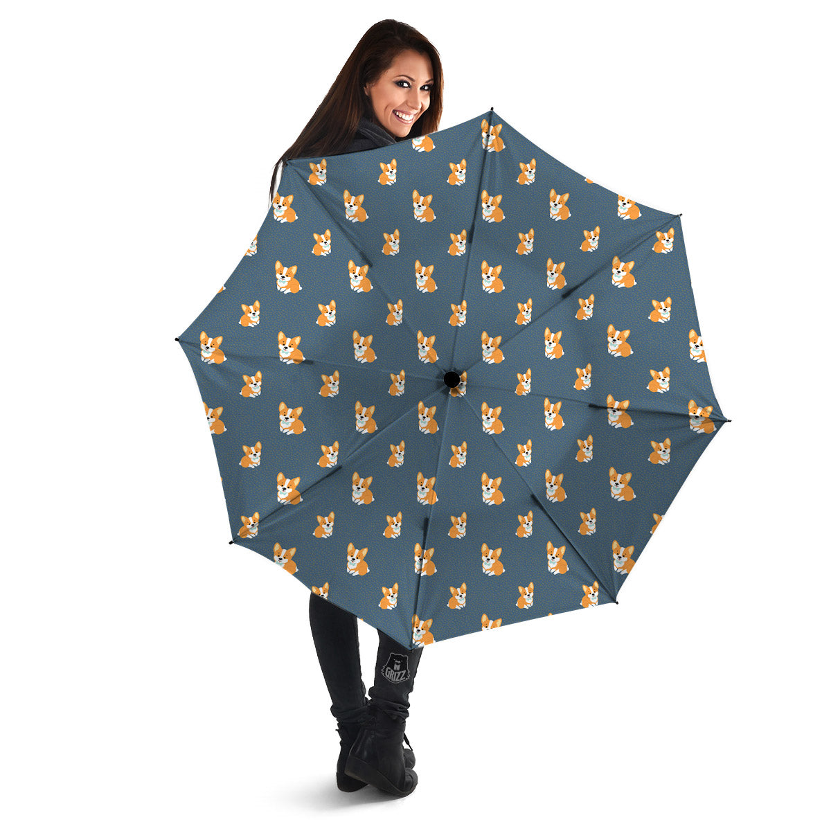 Bunny Corgi Print Pattern Umbrella-grizzshop