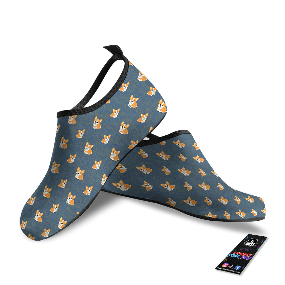 Bunny Corgi Print Pattern Water Shoes-grizzshop
