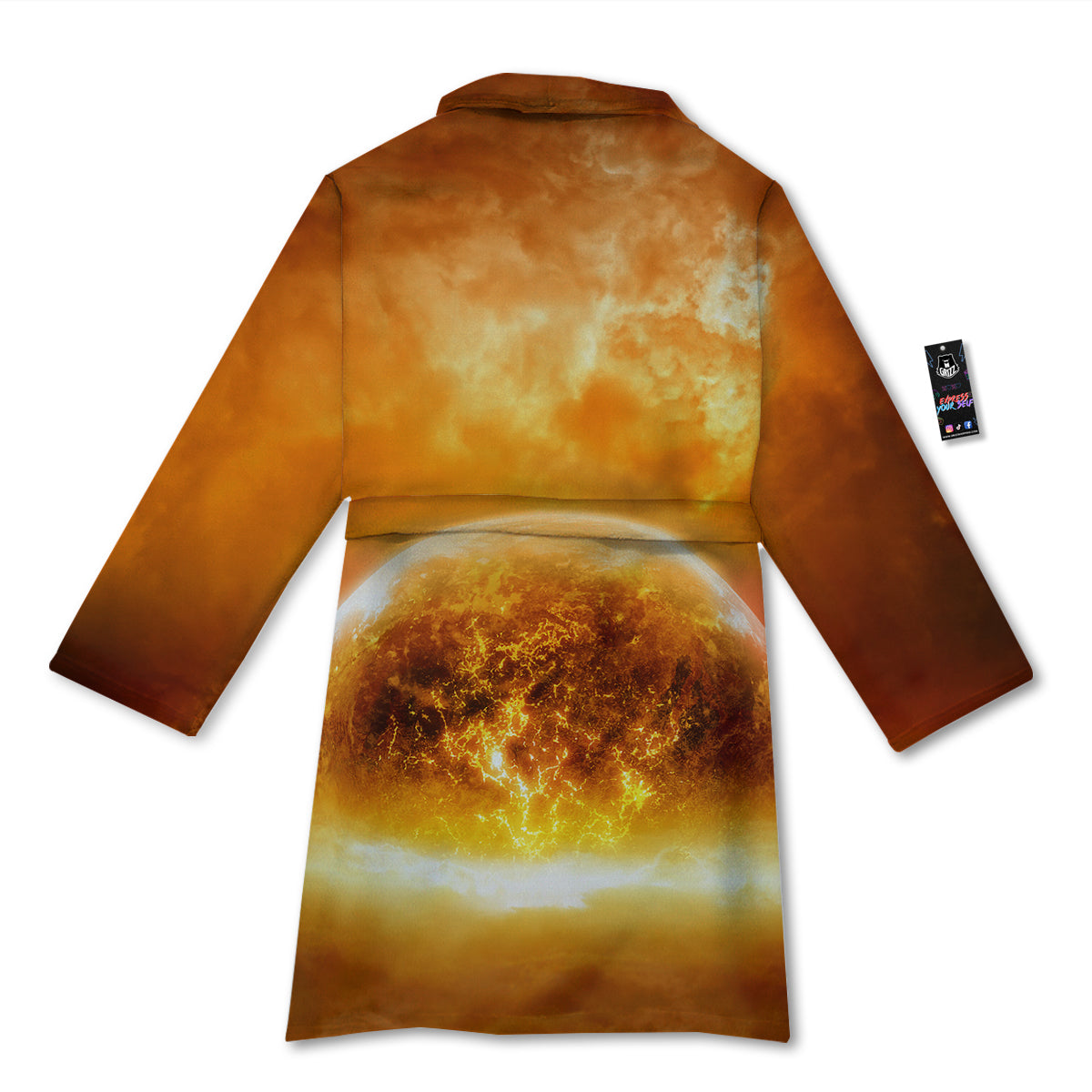 Burning Apocalyptic Planet Earth Print Bathrobe-grizzshop