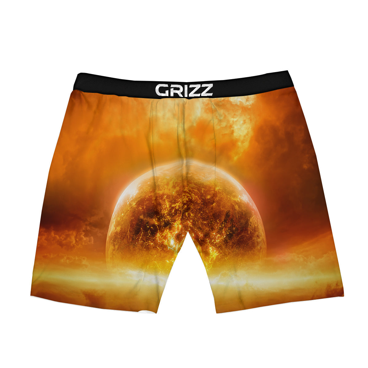Burning Apocalyptic Planet Earth Print Boxer Briefs-grizzshop
