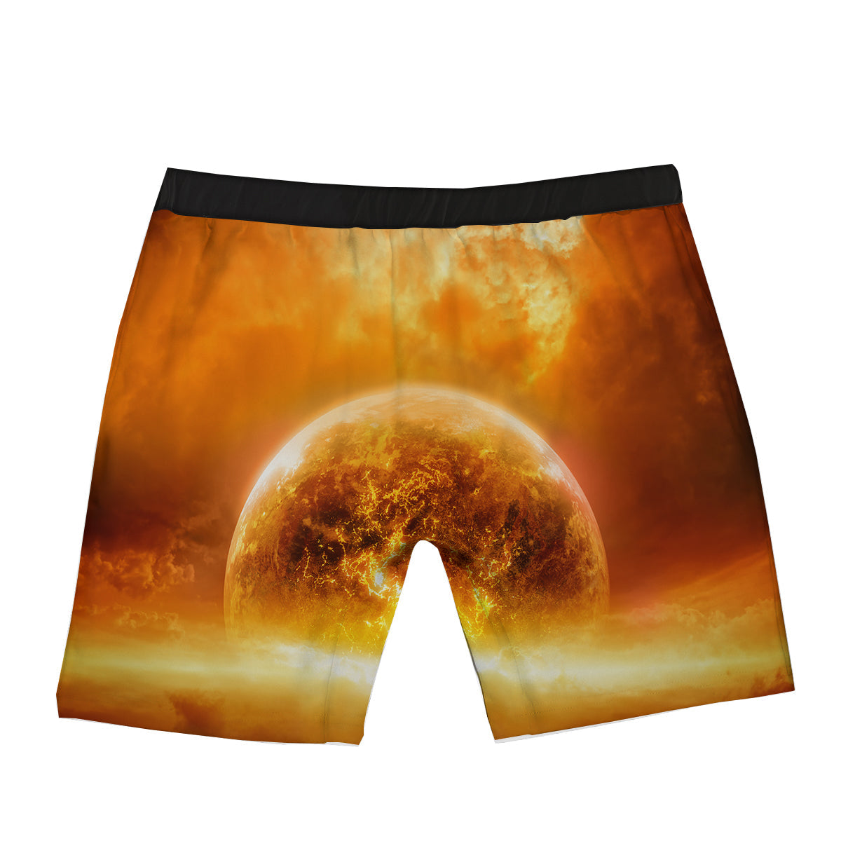 Burning Apocalyptic Planet Earth Print Boxer Briefs-grizzshop