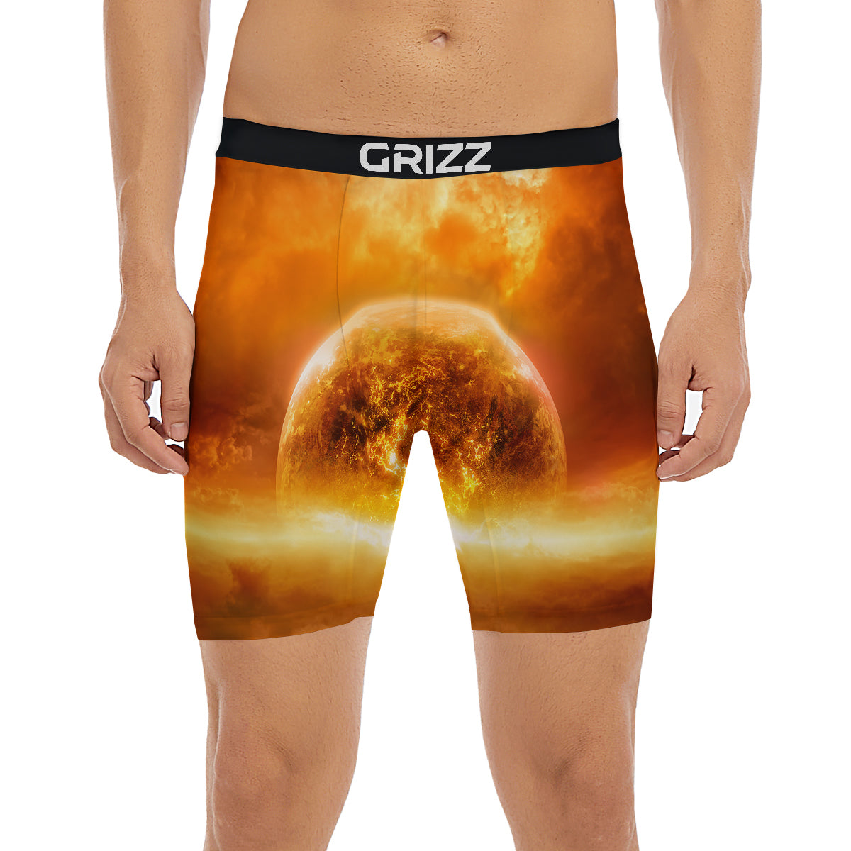 Burning Apocalyptic Planet Earth Print Boxer Briefs-grizzshop