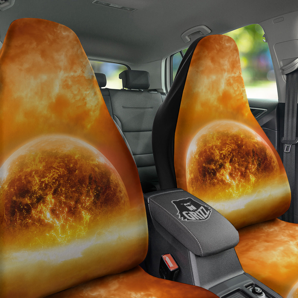 Burning Apocalyptic Planet Earth Print Car Seat Covers-grizzshop