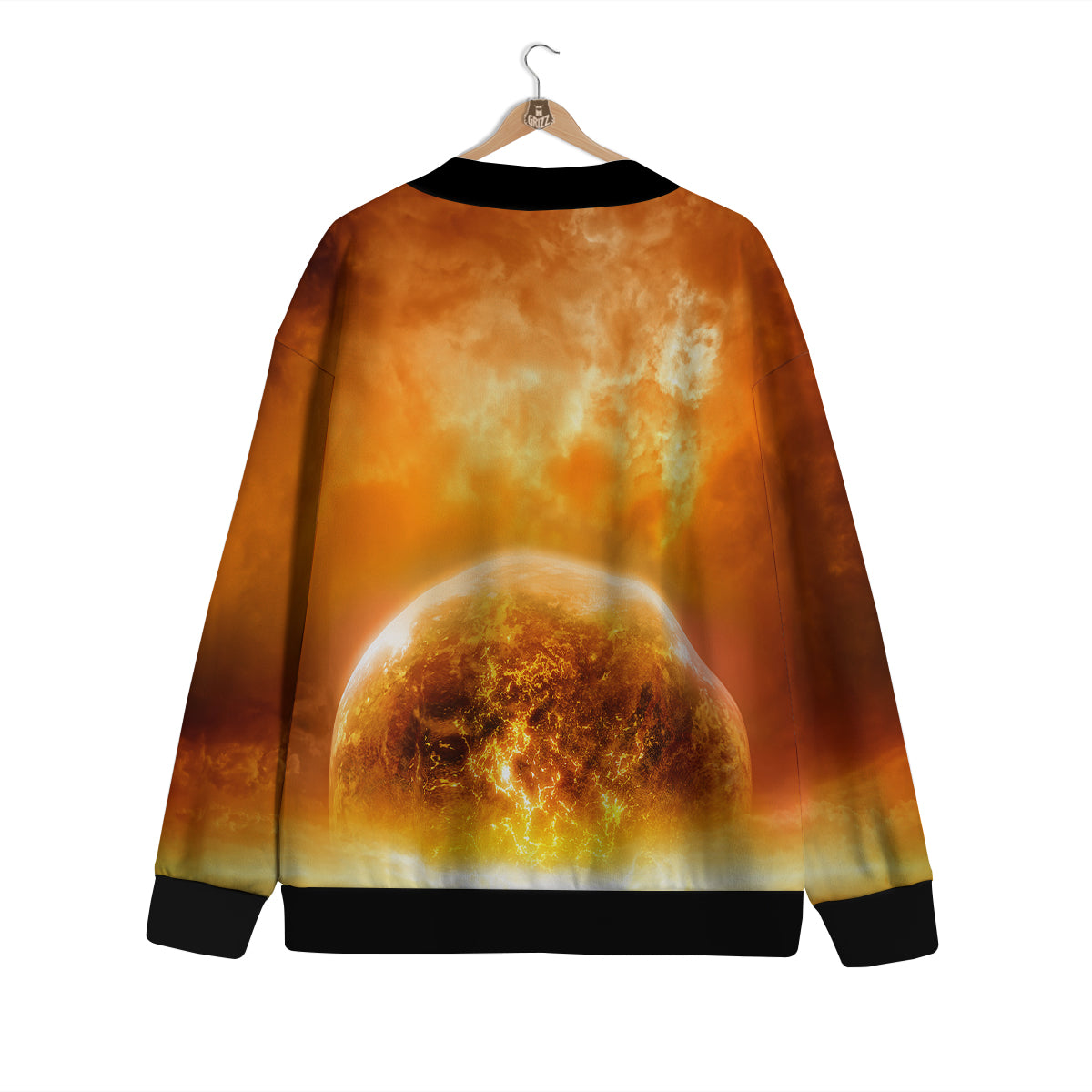 Burning Apocalyptic Planet Earth Print Cardigan-grizzshop
