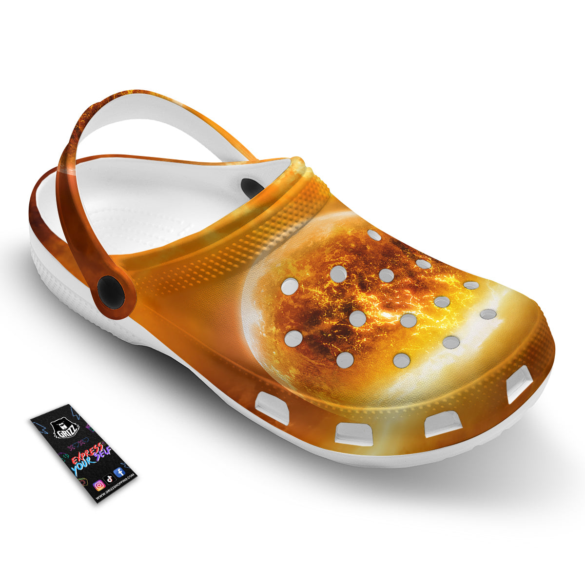 Burning Apocalyptic Planet Earth Print Clog-grizzshop