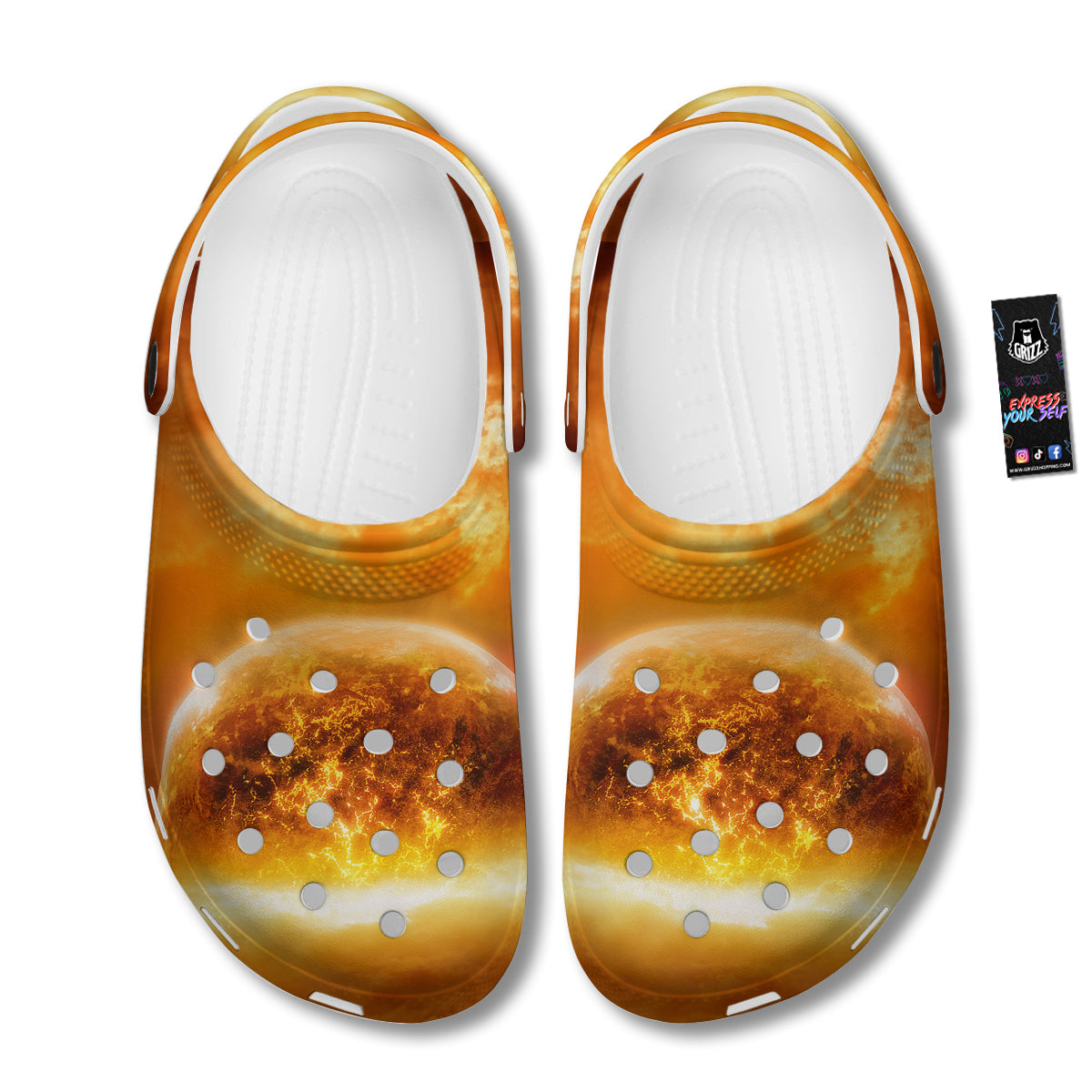 Burning Apocalyptic Planet Earth Print Clog-grizzshop
