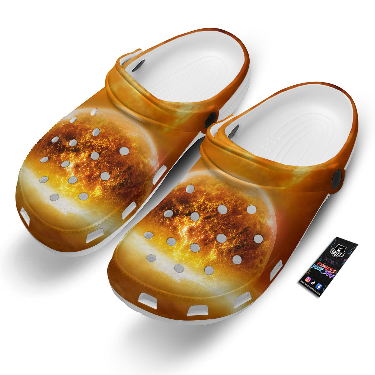 Burning Apocalyptic Planet Earth Print Clog-grizzshop