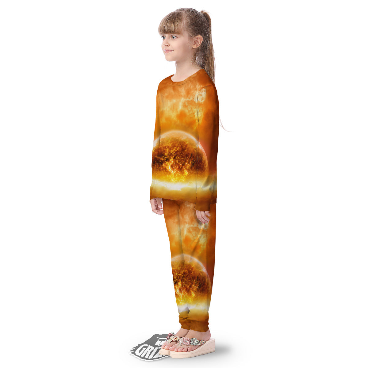 Burning Apocalyptic Planet Earth Print Kid's Pajamas-grizzshop