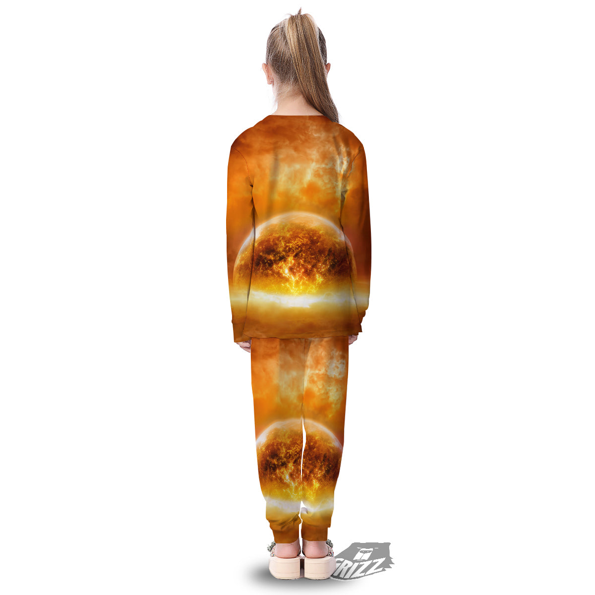 Burning Apocalyptic Planet Earth Print Kid's Pajamas-grizzshop