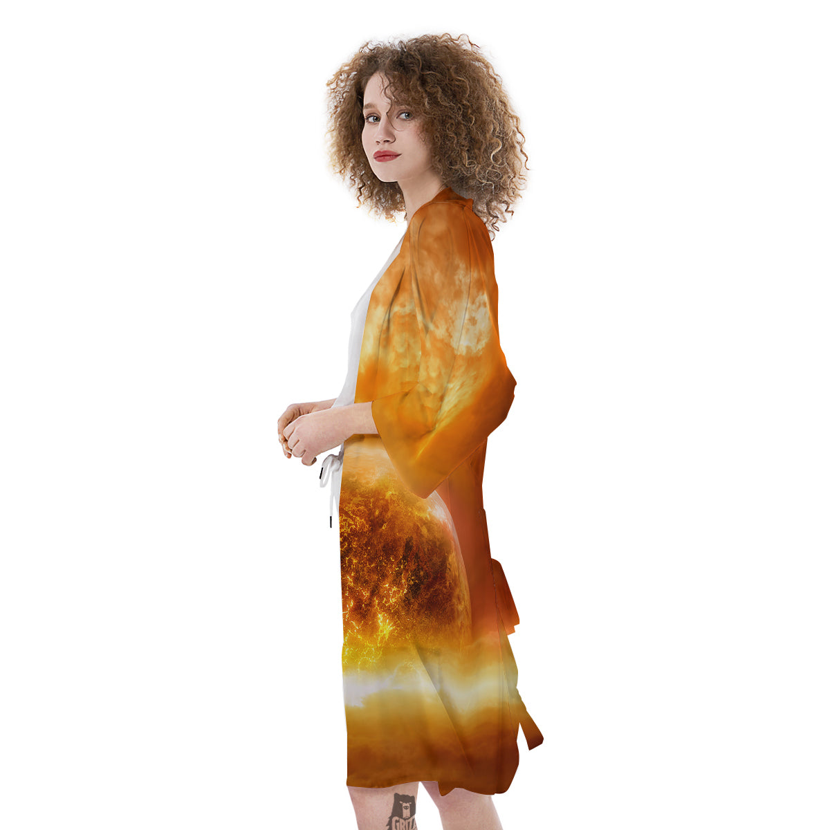 Burning Apocalyptic Planet Earth Print Kimono-grizzshop