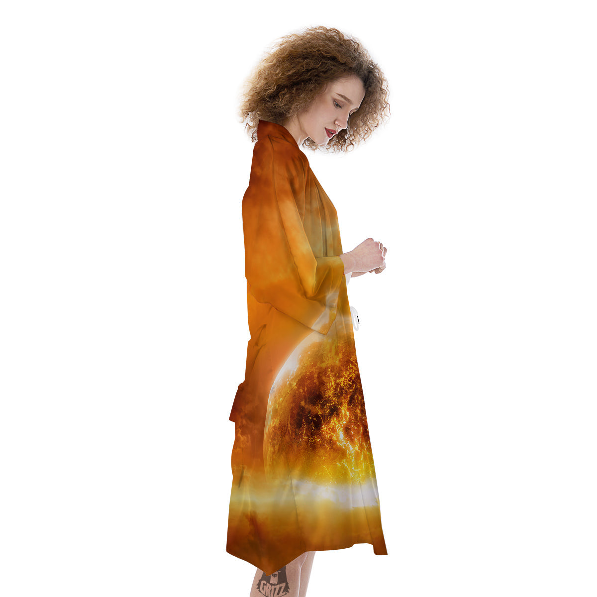 Burning Apocalyptic Planet Earth Print Kimono-grizzshop
