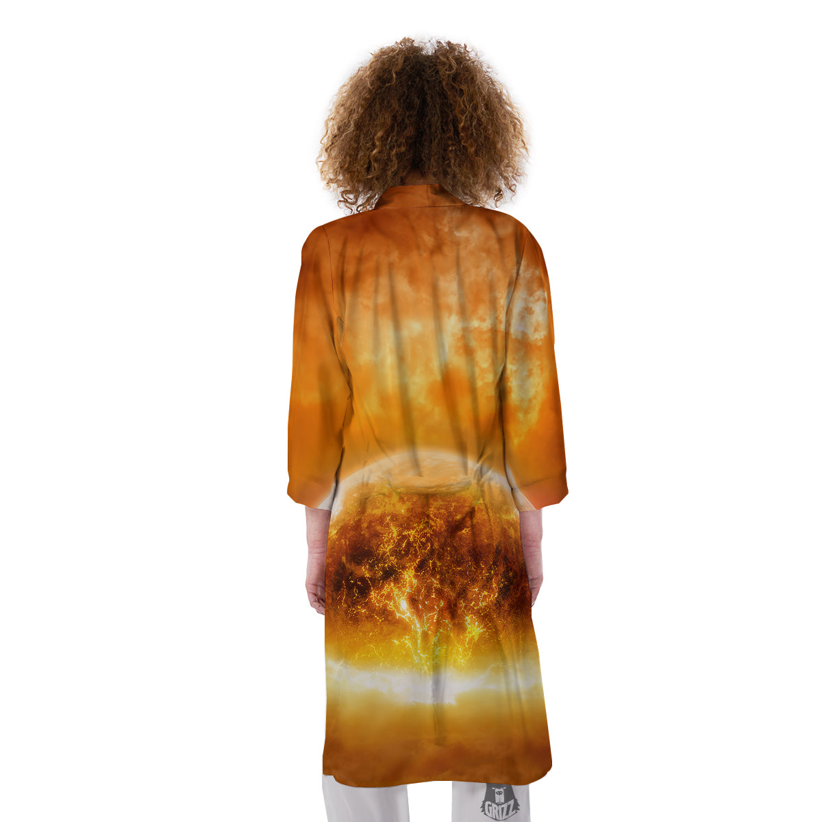 Burning Apocalyptic Planet Earth Print Kimono-grizzshop