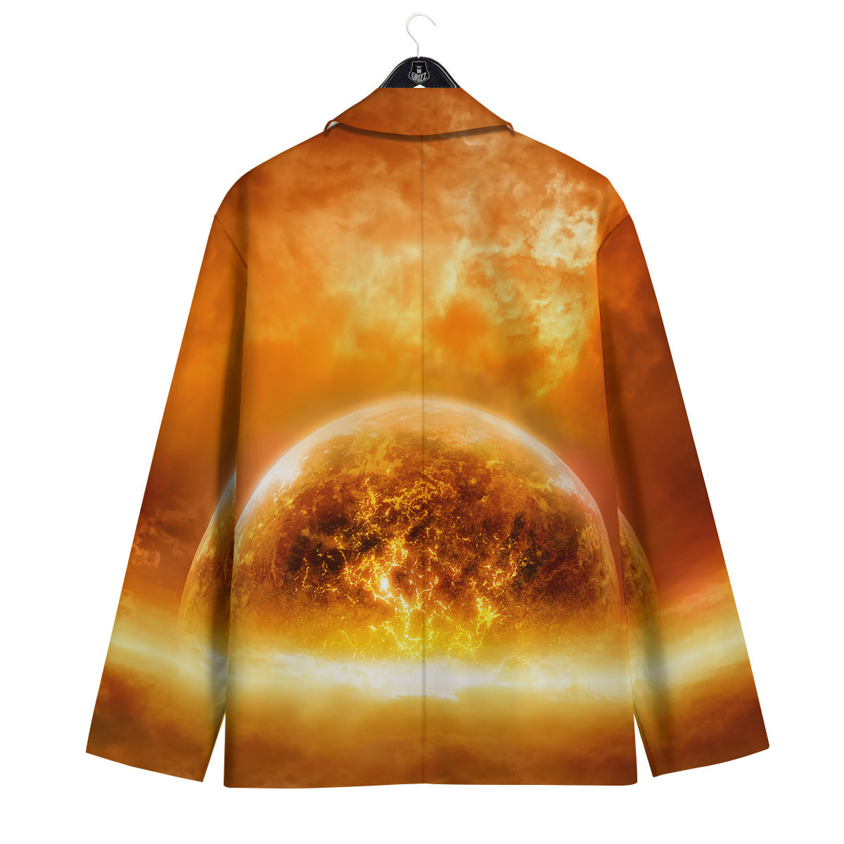 Burning Apocalyptic Planet Earth Print Men's Sport Coat-grizzshop