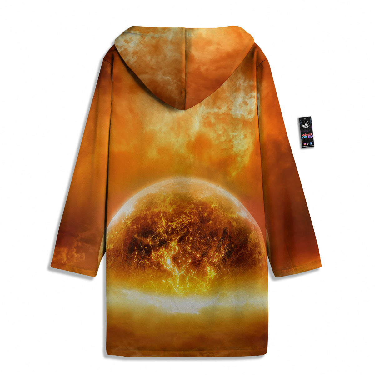 Burning Apocalyptic Planet Earth Print Men's Windbreaker Jacket-grizzshop