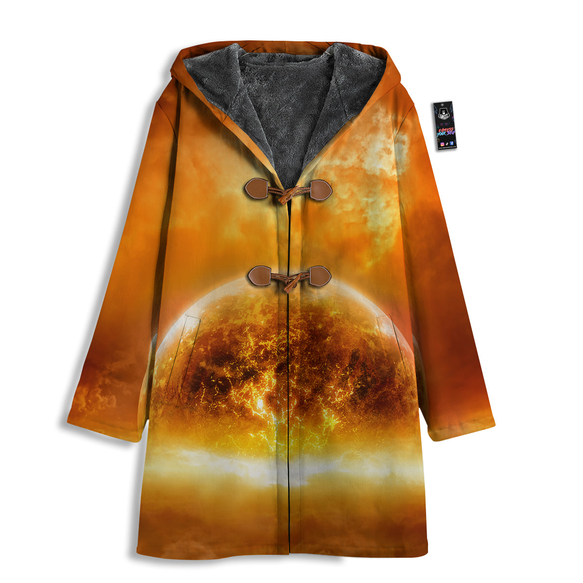 Burning Apocalyptic Planet Earth Print Men's Windbreaker Jacket-grizzshop