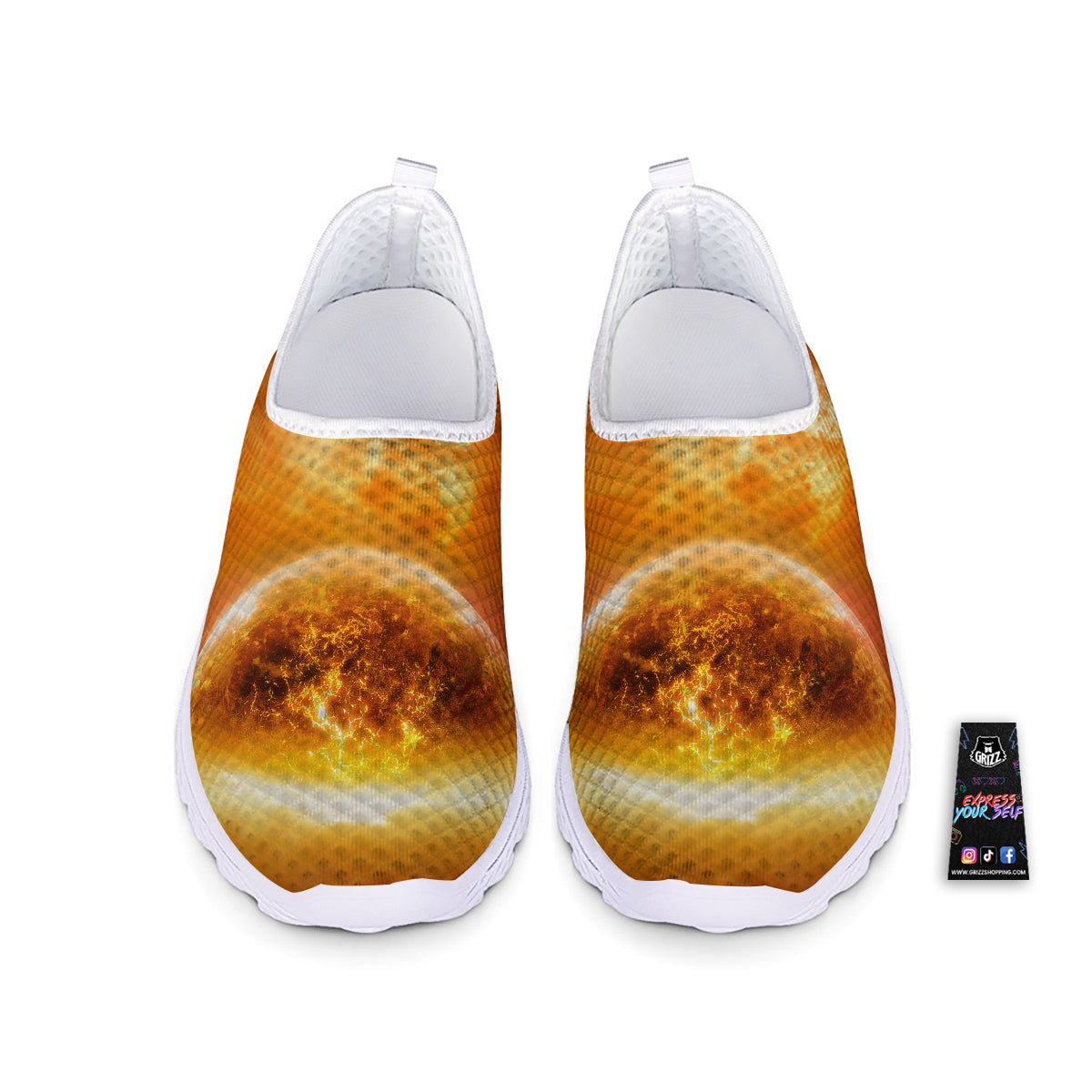 Burning Apocalyptic Planet Earth Print Nurse Shoes-grizzshop