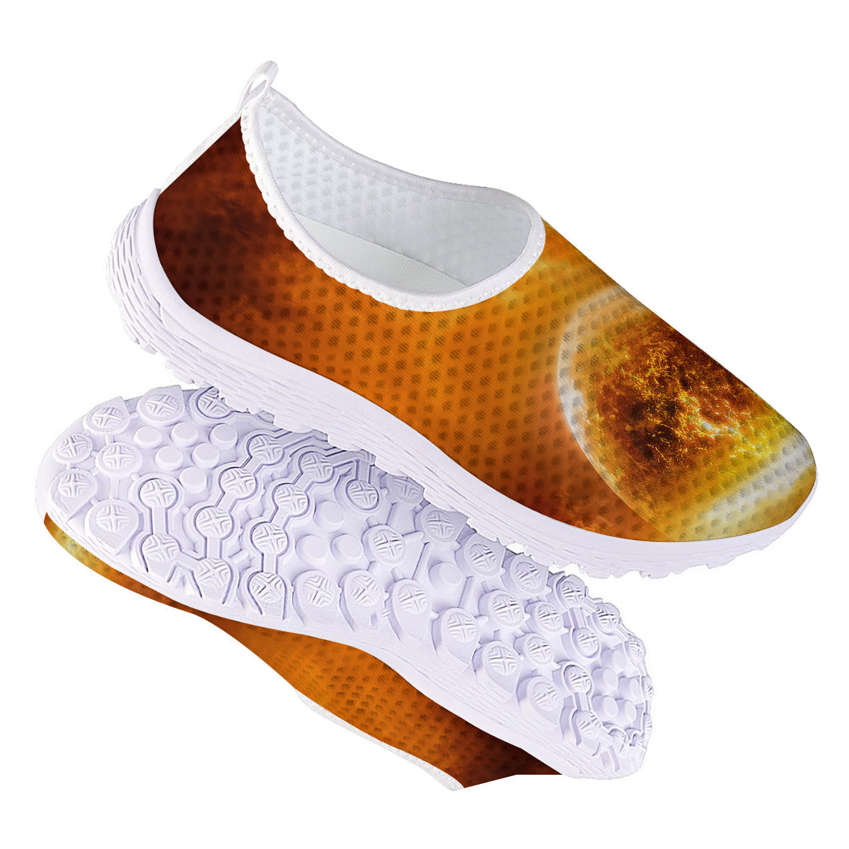 Burning Apocalyptic Planet Earth Print Nurse Shoes-grizzshop