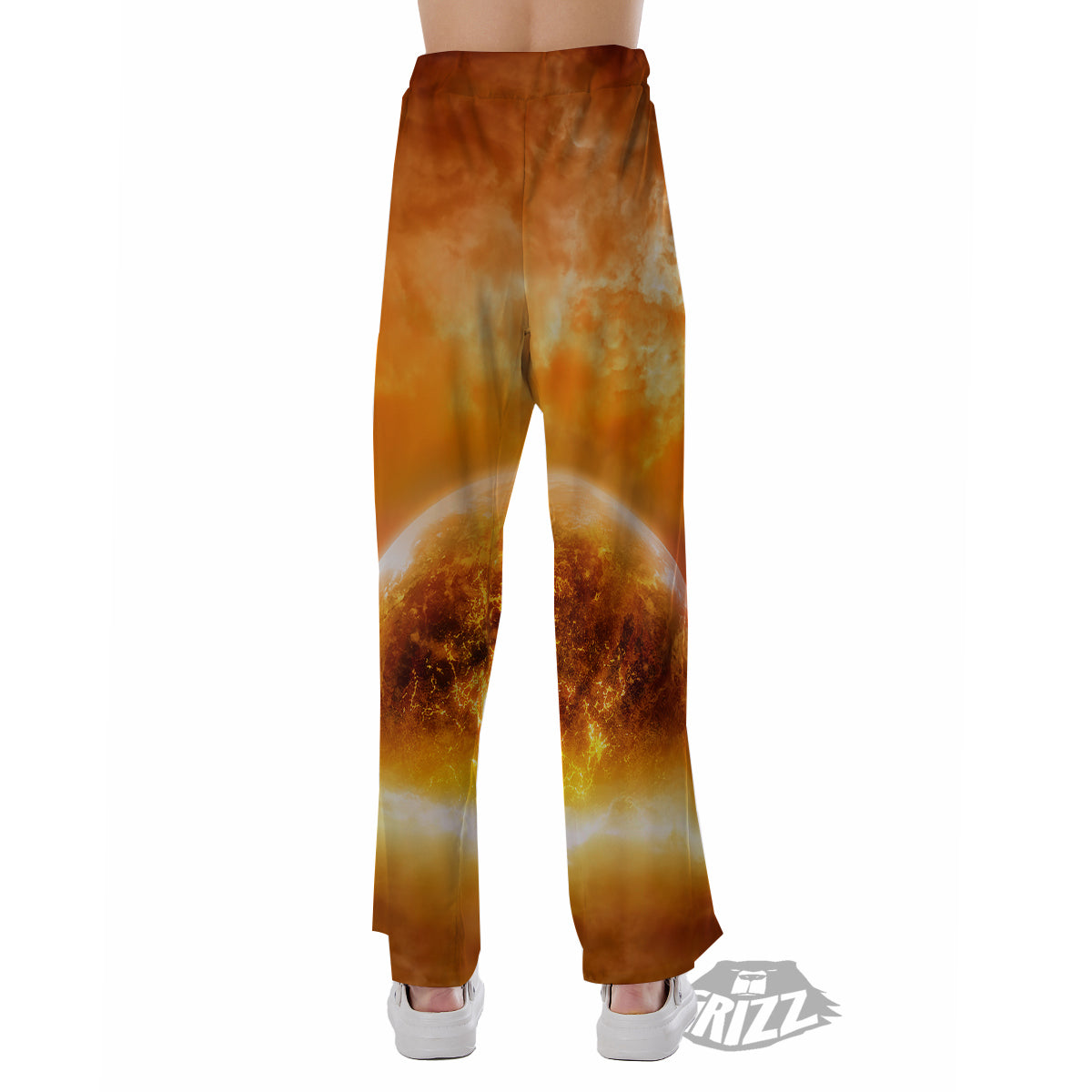 Burning Apocalyptic Planet Earth Print Pajama Pants-grizzshop
