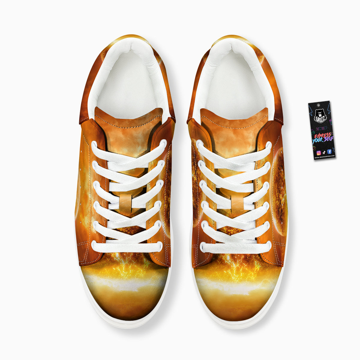 Burning Apocalyptic Planet Earth Print Platform Shoes-grizzshop