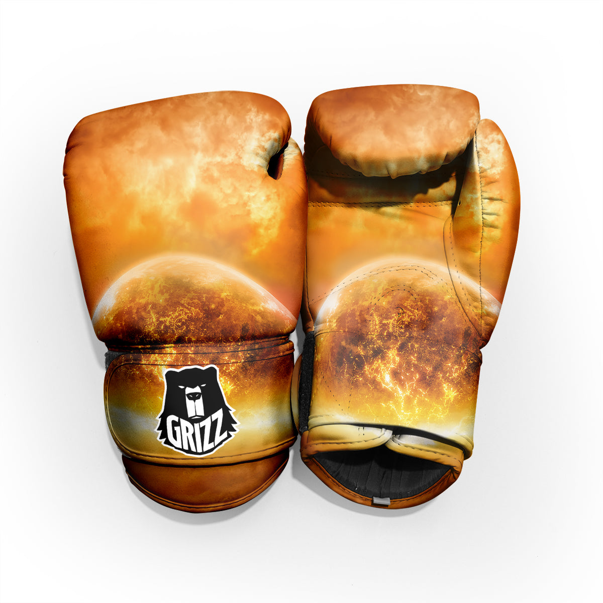 Burning Apocalyptic Planet Earth Print Pro Boxing Glove