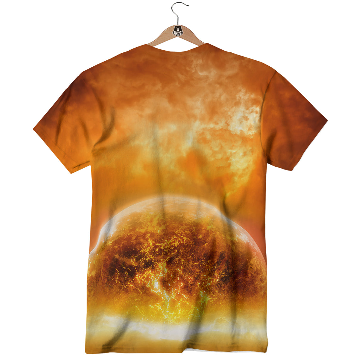 Burning Apocalyptic Planet Earth Print T-Shirt-grizzshop