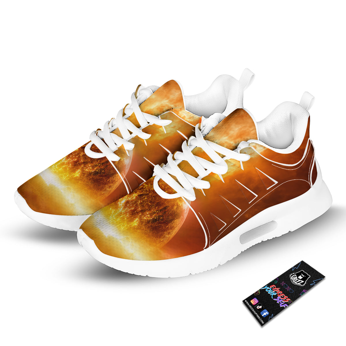 Burning Apocalyptic Planet Earth Print Tennis Shoes-grizzshop