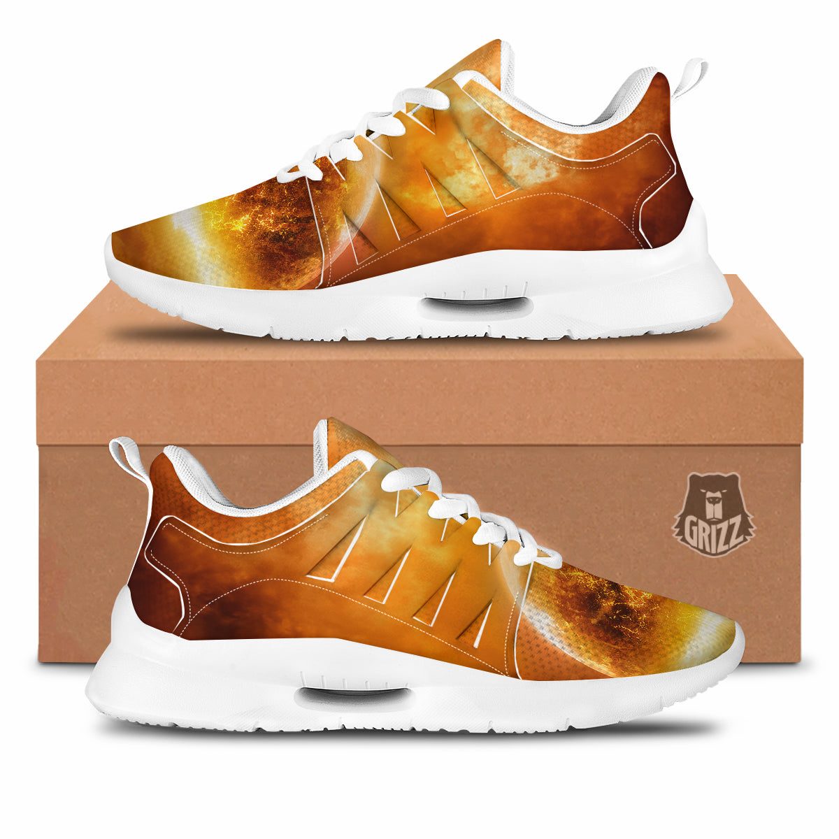 Burning Apocalyptic Planet Earth Print Tennis Shoes-grizzshop
