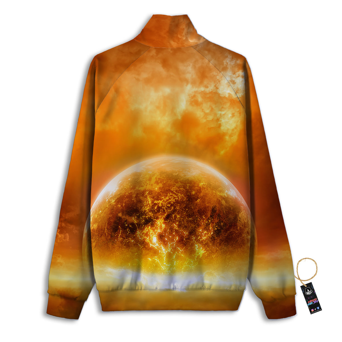 Burning Apocalyptic Planet Earth Print Track Jacket-grizzshop