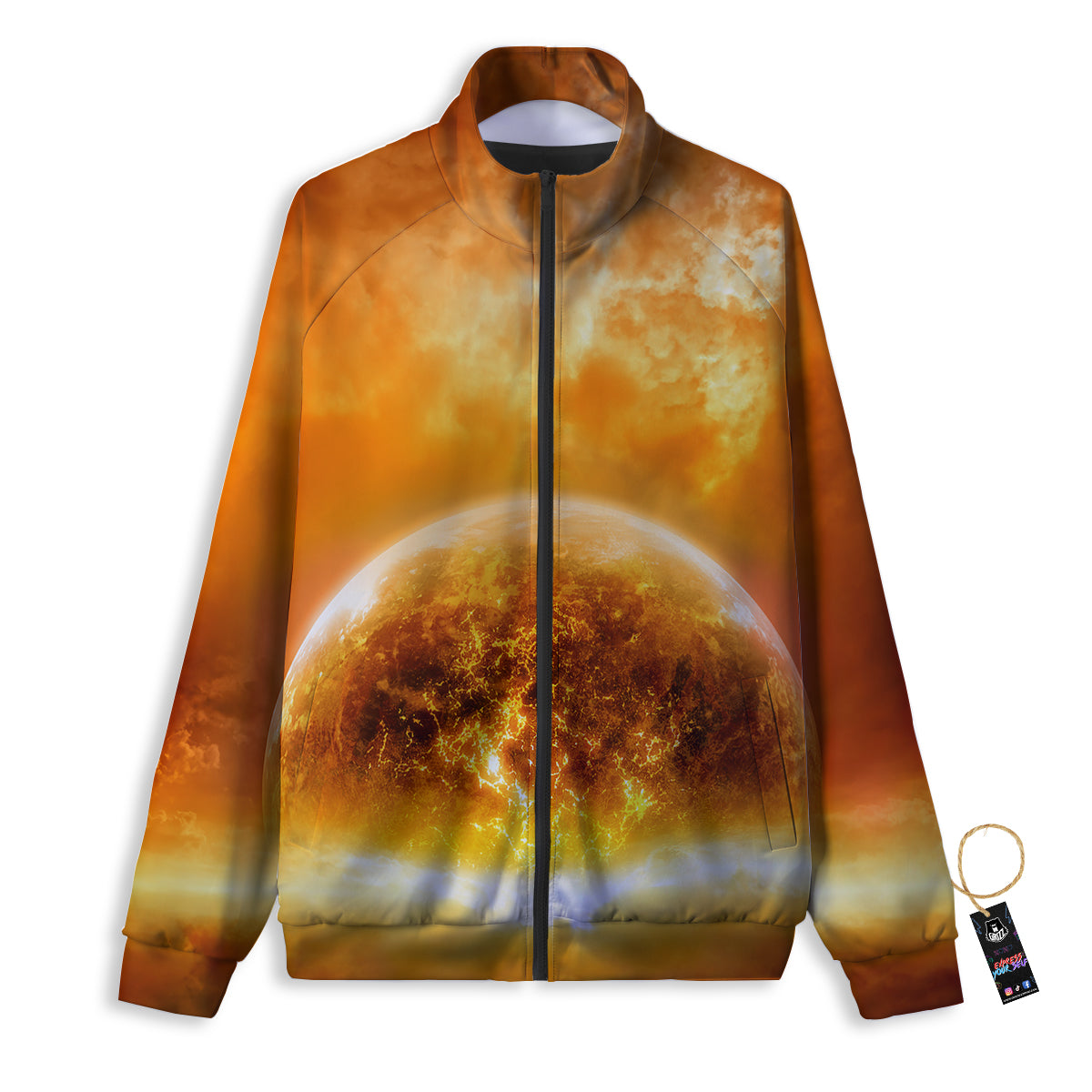 Burning Apocalyptic Planet Earth Print Track Jacket-grizzshop