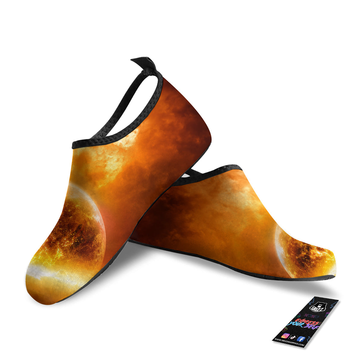 Burning Apocalyptic Planet Earth Print Water Shoes-grizzshop