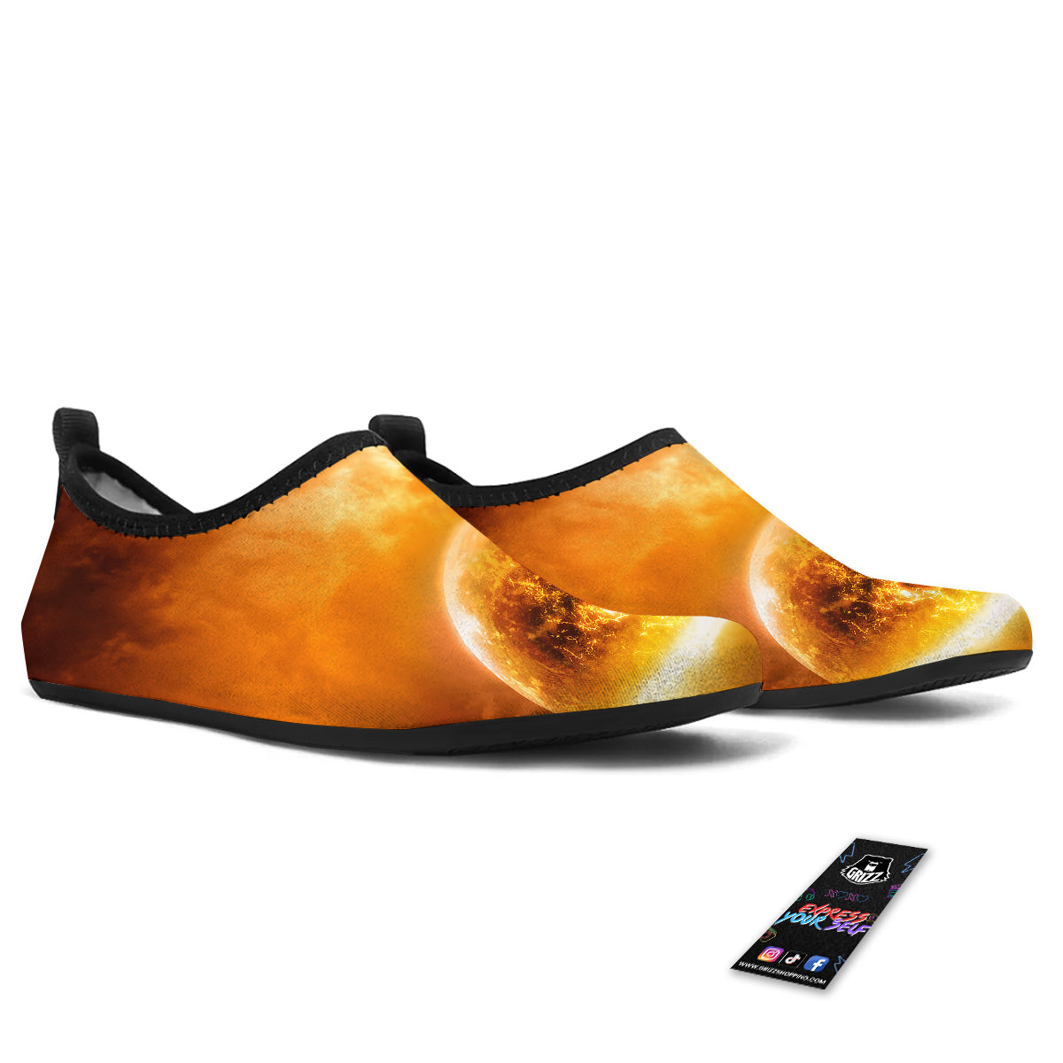 Burning Apocalyptic Planet Earth Print Water Shoes-grizzshop