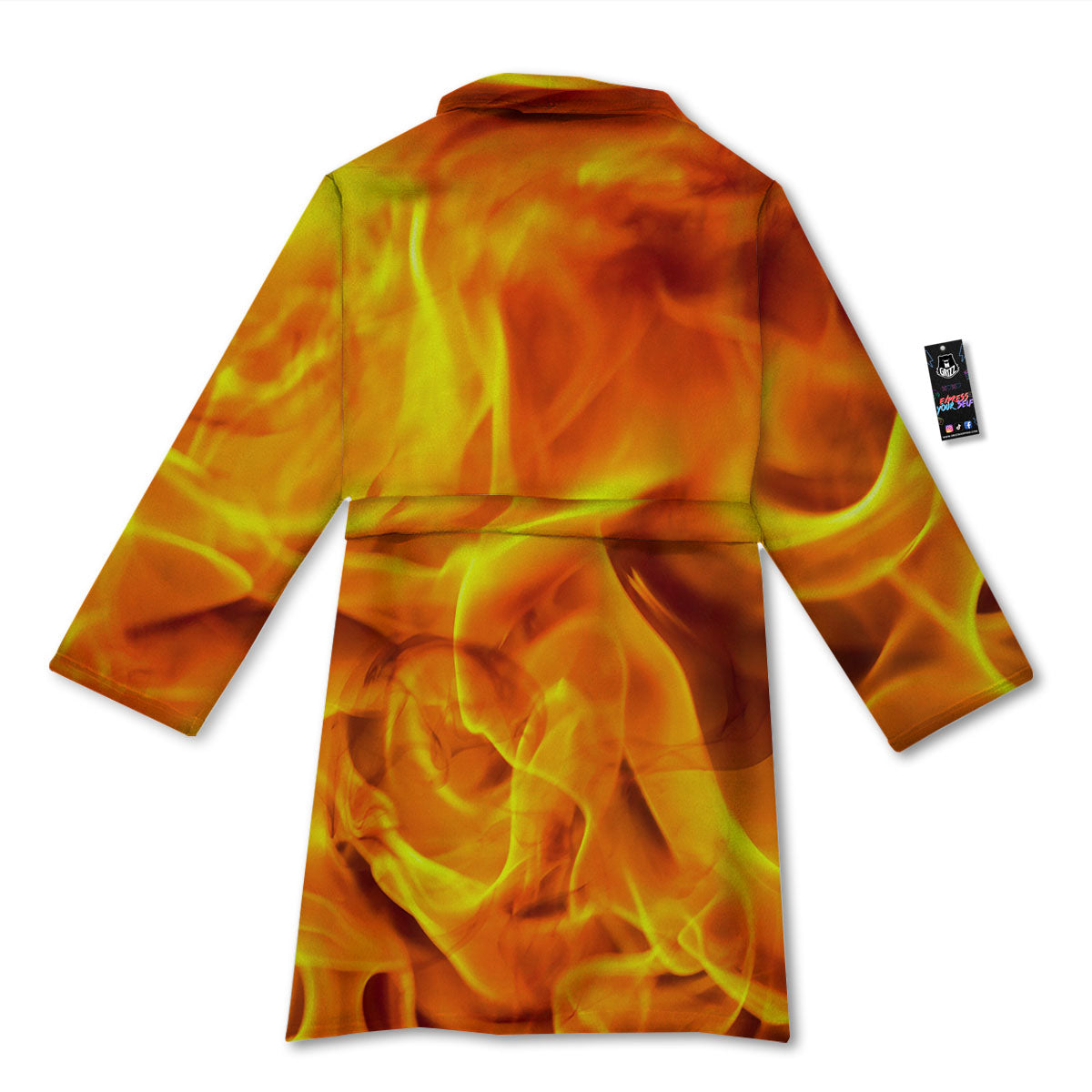 Burning Fire Flame Print Bathrobe-grizzshop
