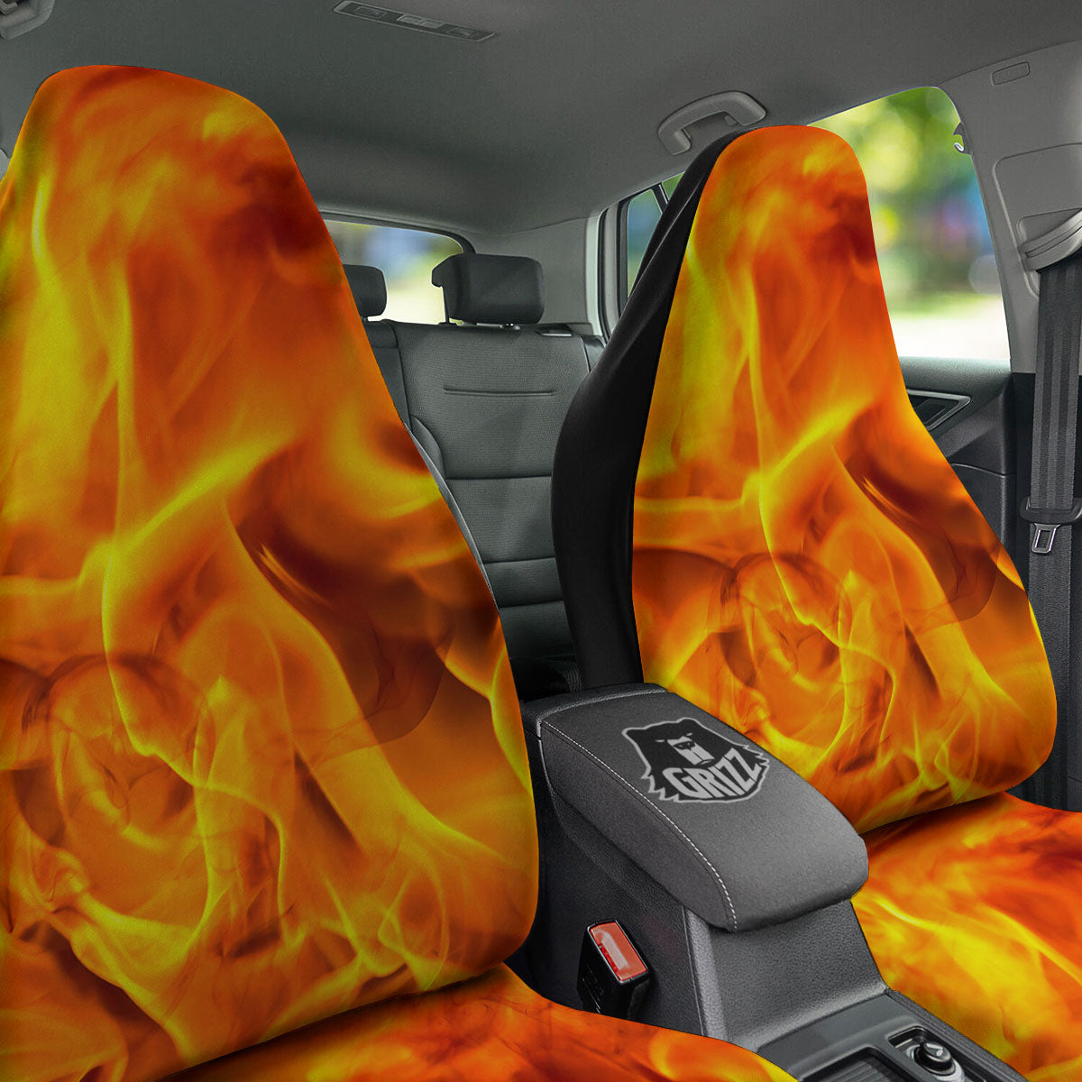 Burning Fire Flame Print Car Seat Covers-grizzshop
