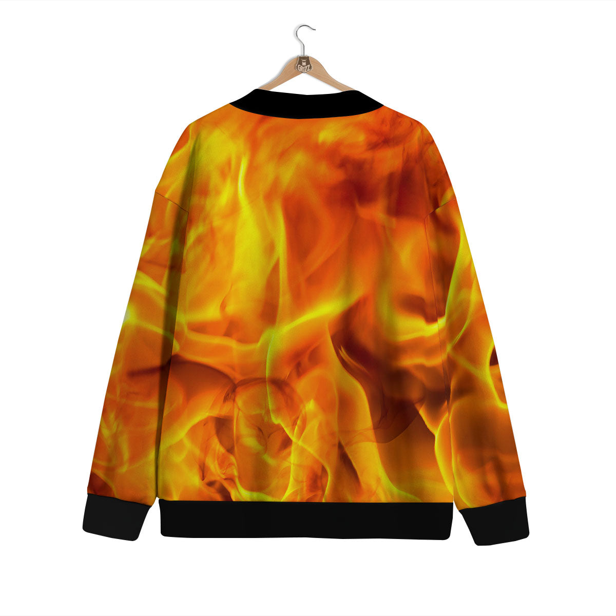 Burning Fire Flame Print Cardigan-grizzshop