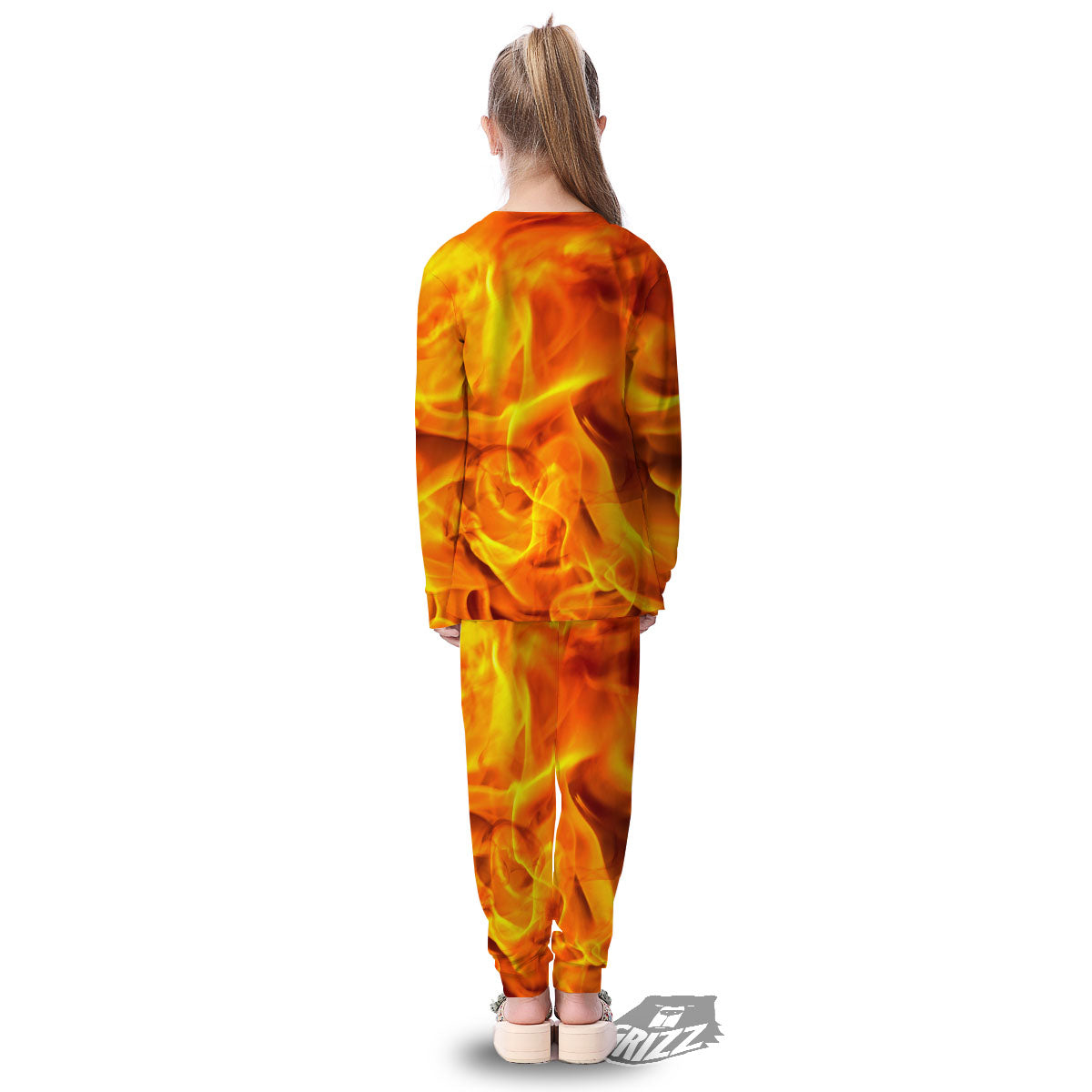 Burning Fire Flame Print Kid's Pajamas-grizzshop