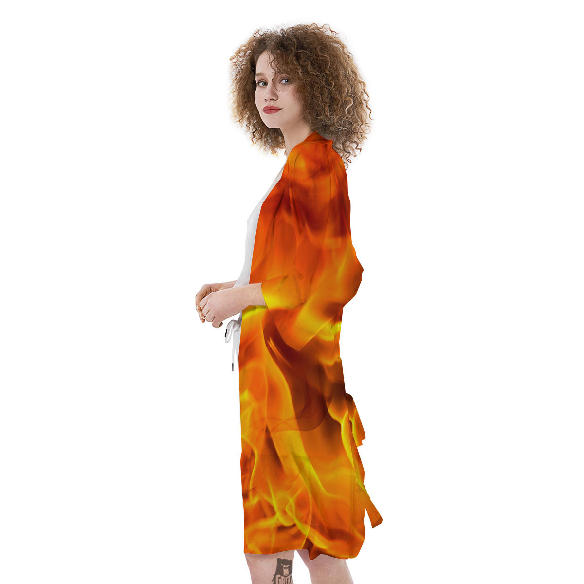 Burning Fire Flame Print Kimono-grizzshop