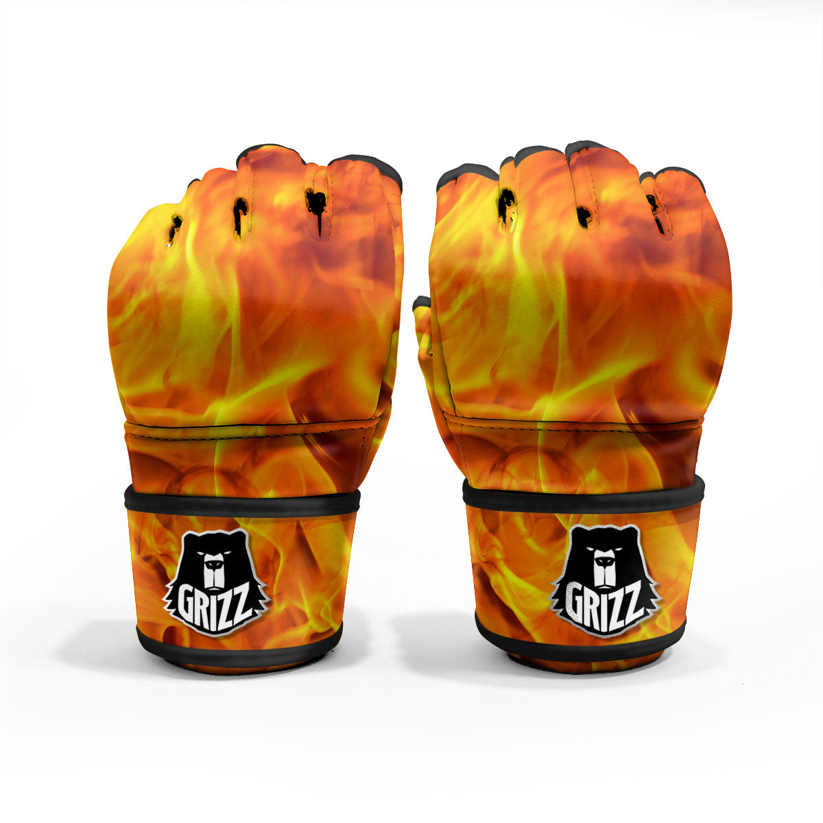 Burning Fire Flame Print MMA Gloves-grizzshop