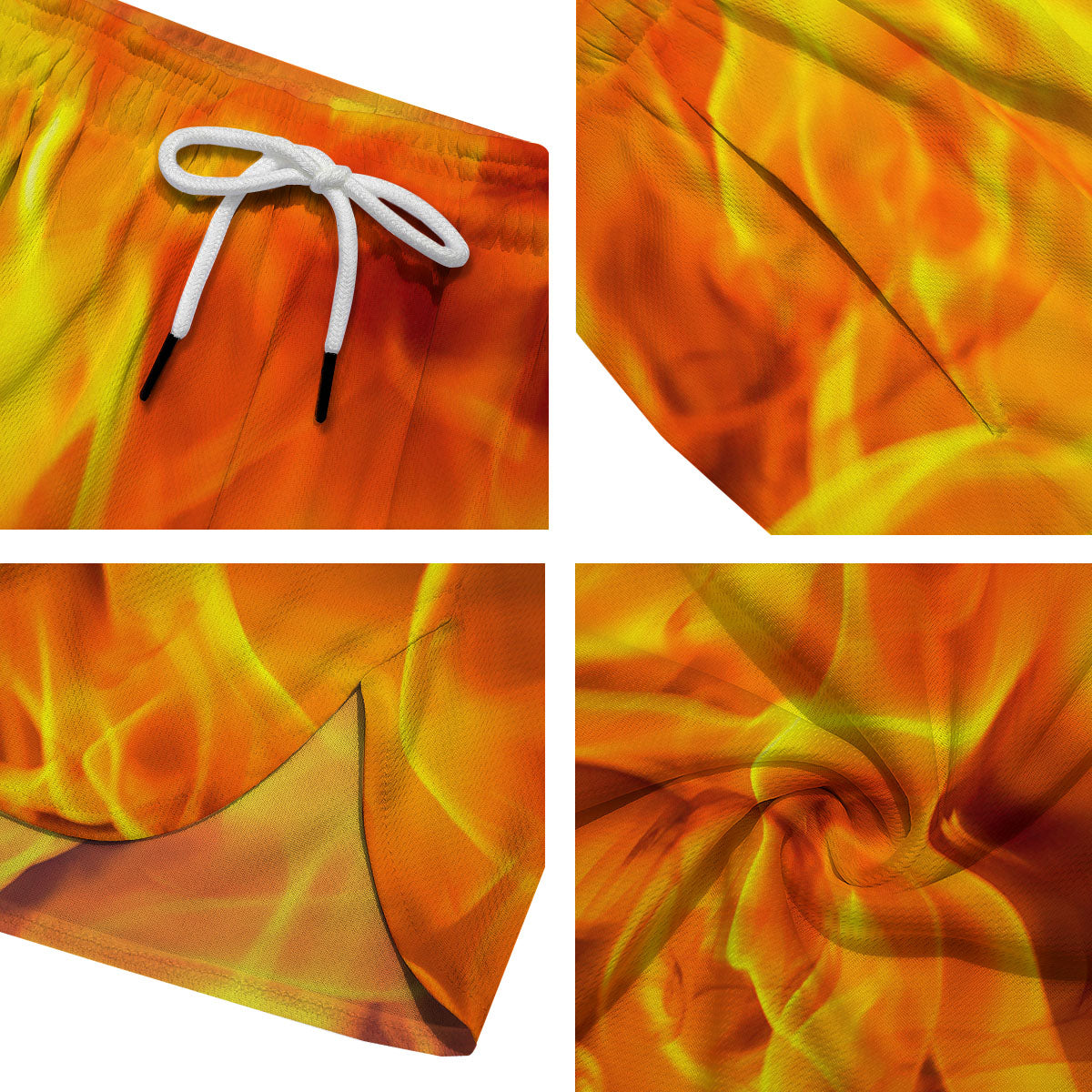 Burning Fire Flame Print Men's Running Shorts-grizzshop