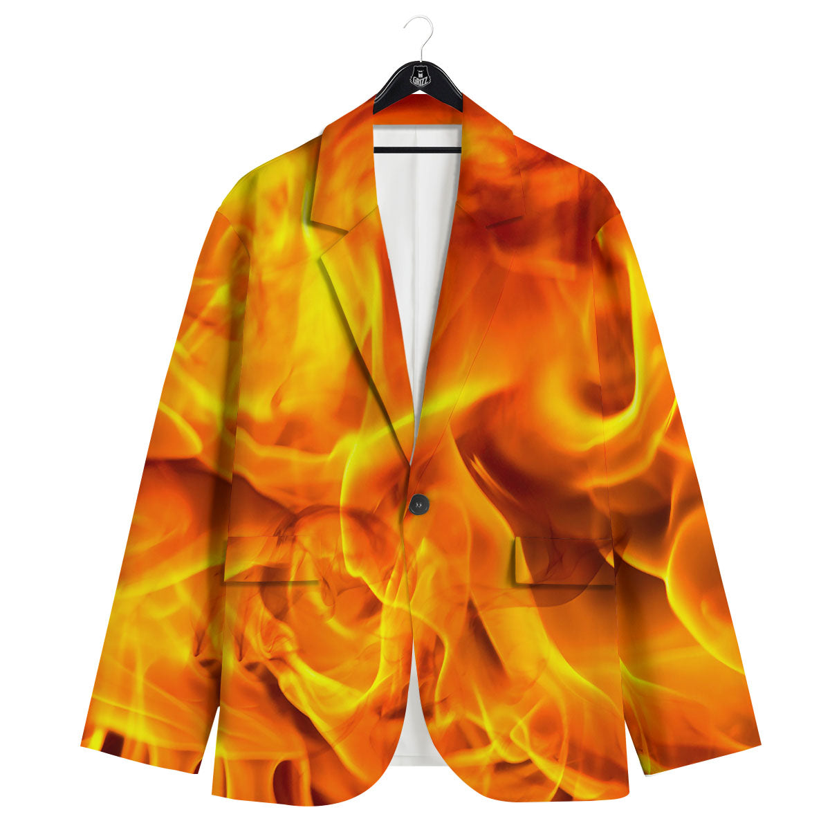 Burning Fire Flame Print Men's Sport Coat-grizzshop