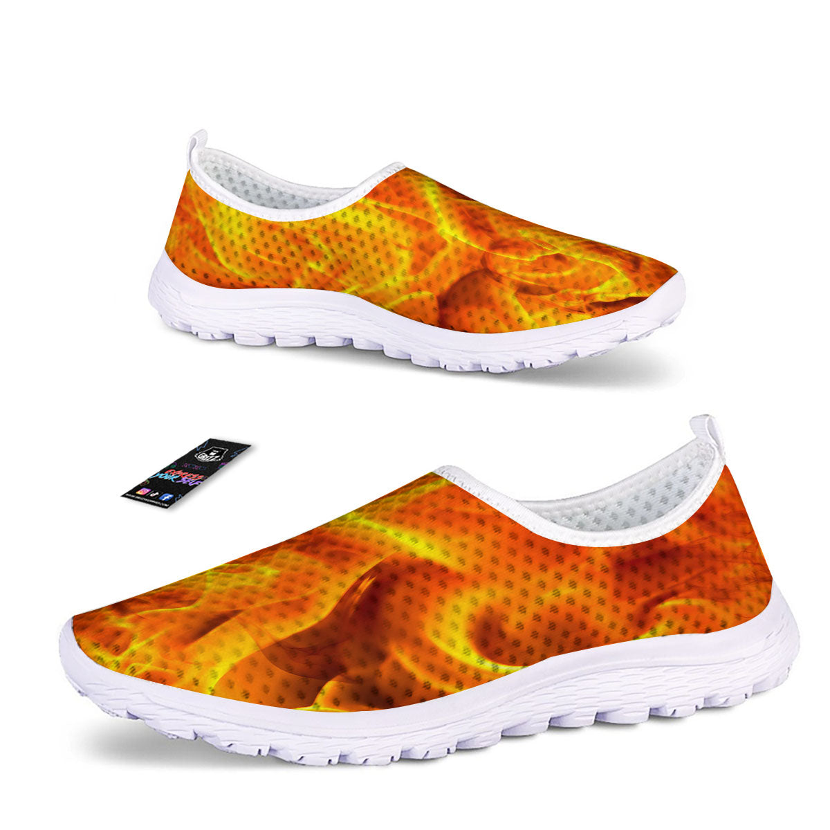 Burning Fire Flame Print Nurse Shoes-grizzshop
