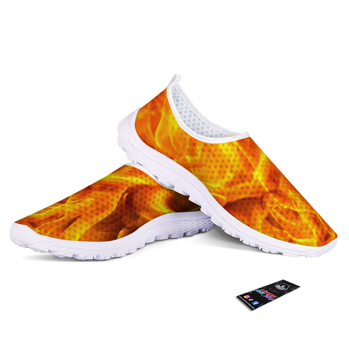 Burning Fire Flame Print Nurse Shoes-grizzshop