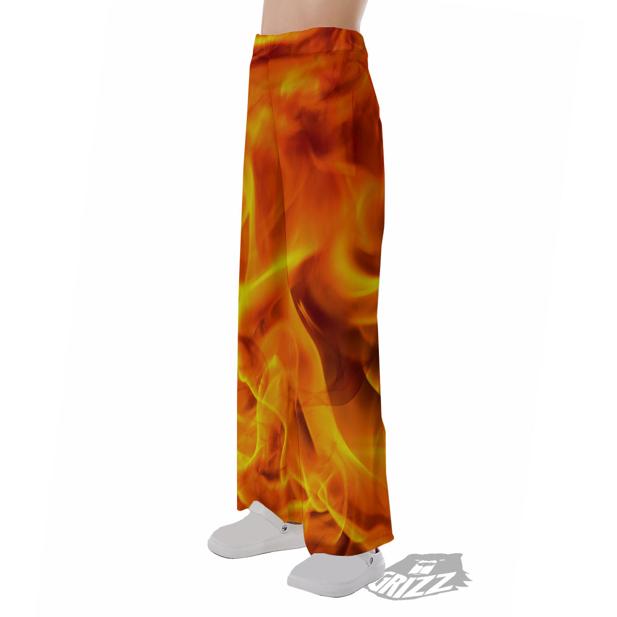 Burning Fire Flame Print Pajama Pants-grizzshop