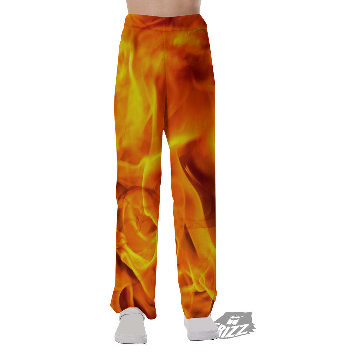 Burning Fire Flame Print Pajama Pants-grizzshop