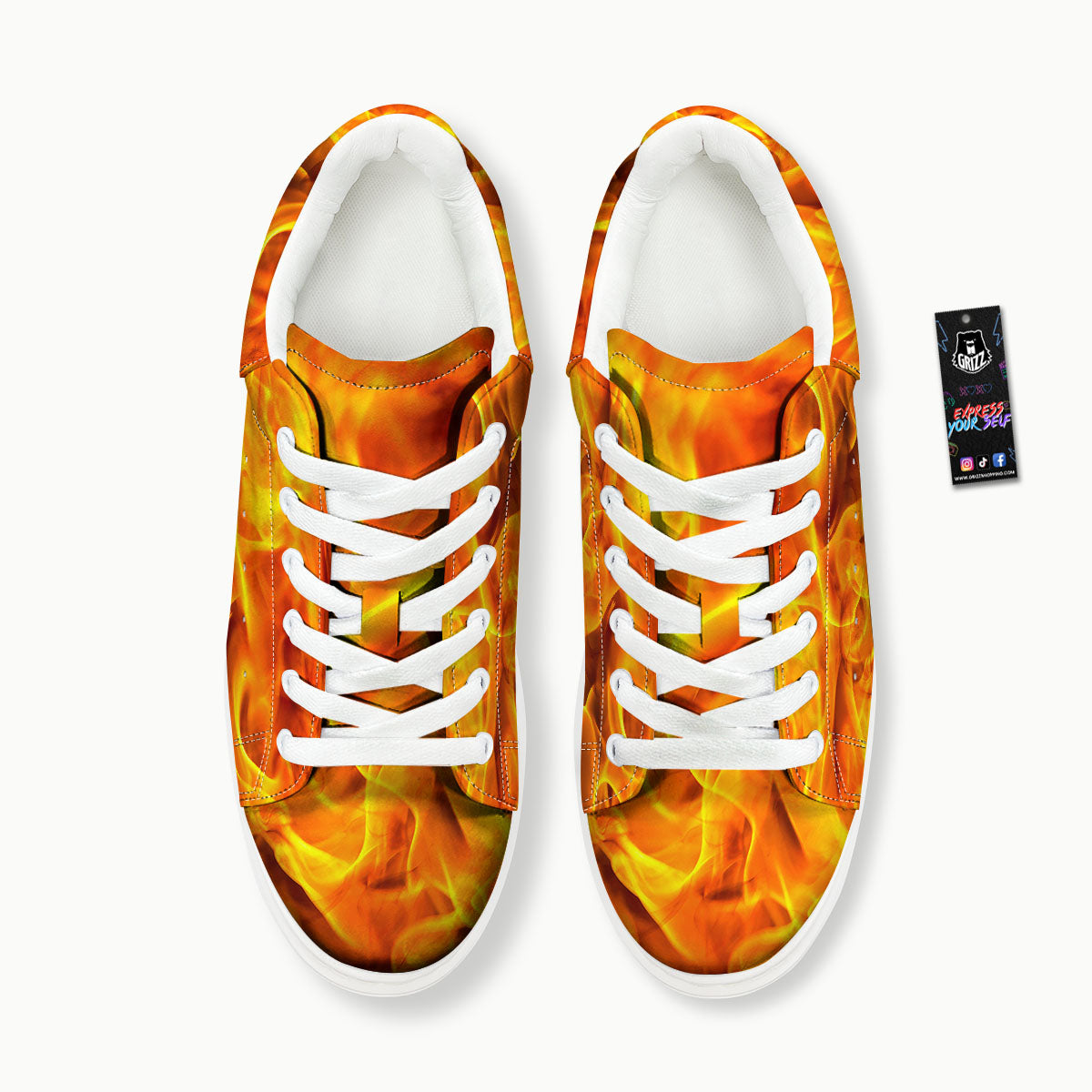 Burning Fire Flame Print Platform Shoes-grizzshop