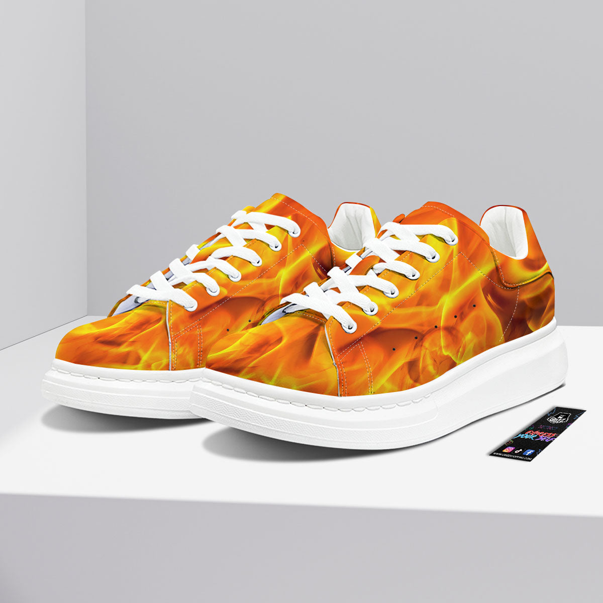 Burning Fire Flame Print Platform Shoes-grizzshop