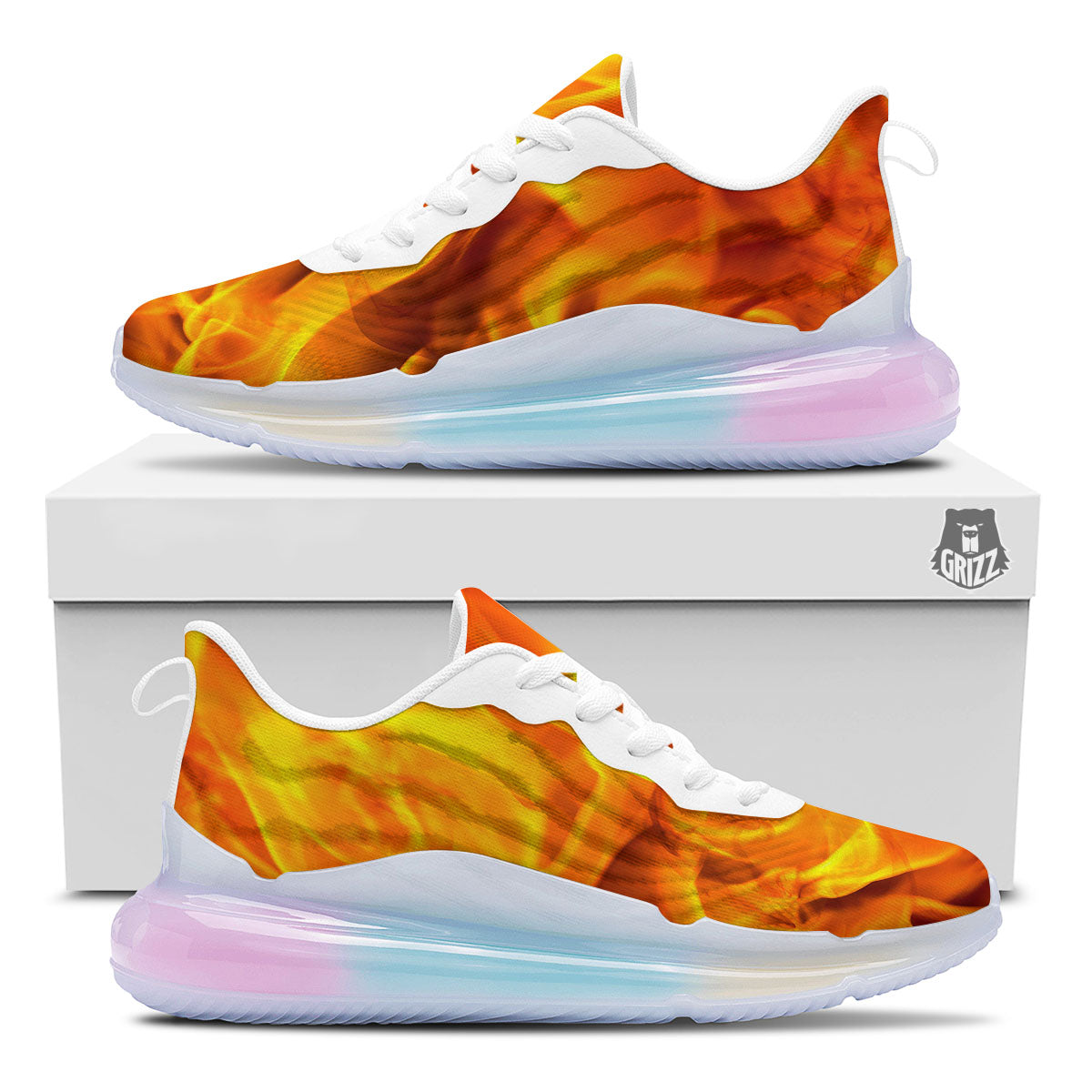 Burning Fire Flame Print Running Sneakers-grizzshop